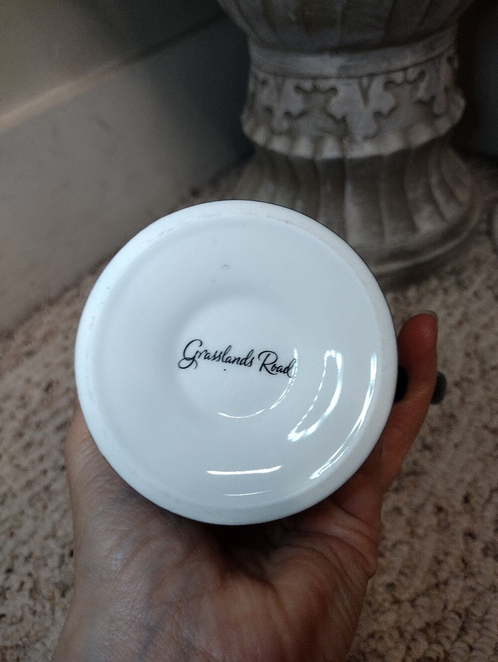 Grasslands Road "Queen Mother" Pink, White & Black Ceramic Pedestal Coffee Mug - Picture 5 of 6
